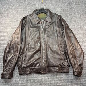 William Barry Watershed Mens Brown Lambskin Leather‎ Bomber Jacket Plaid Lined L